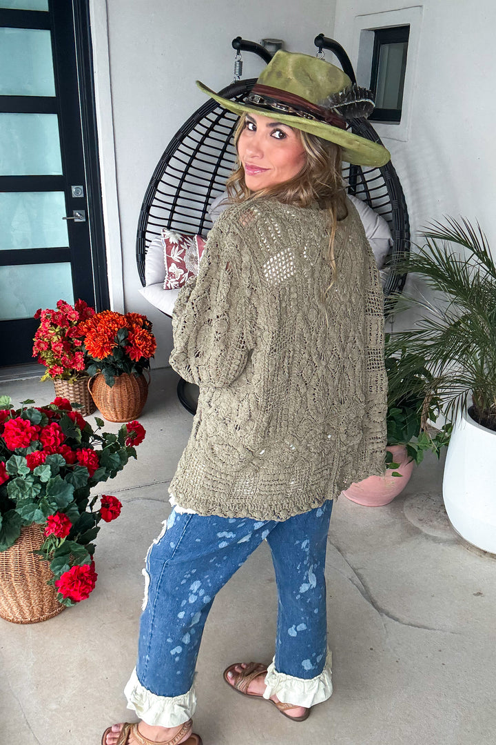Cozy Clover Cardigan - Olive