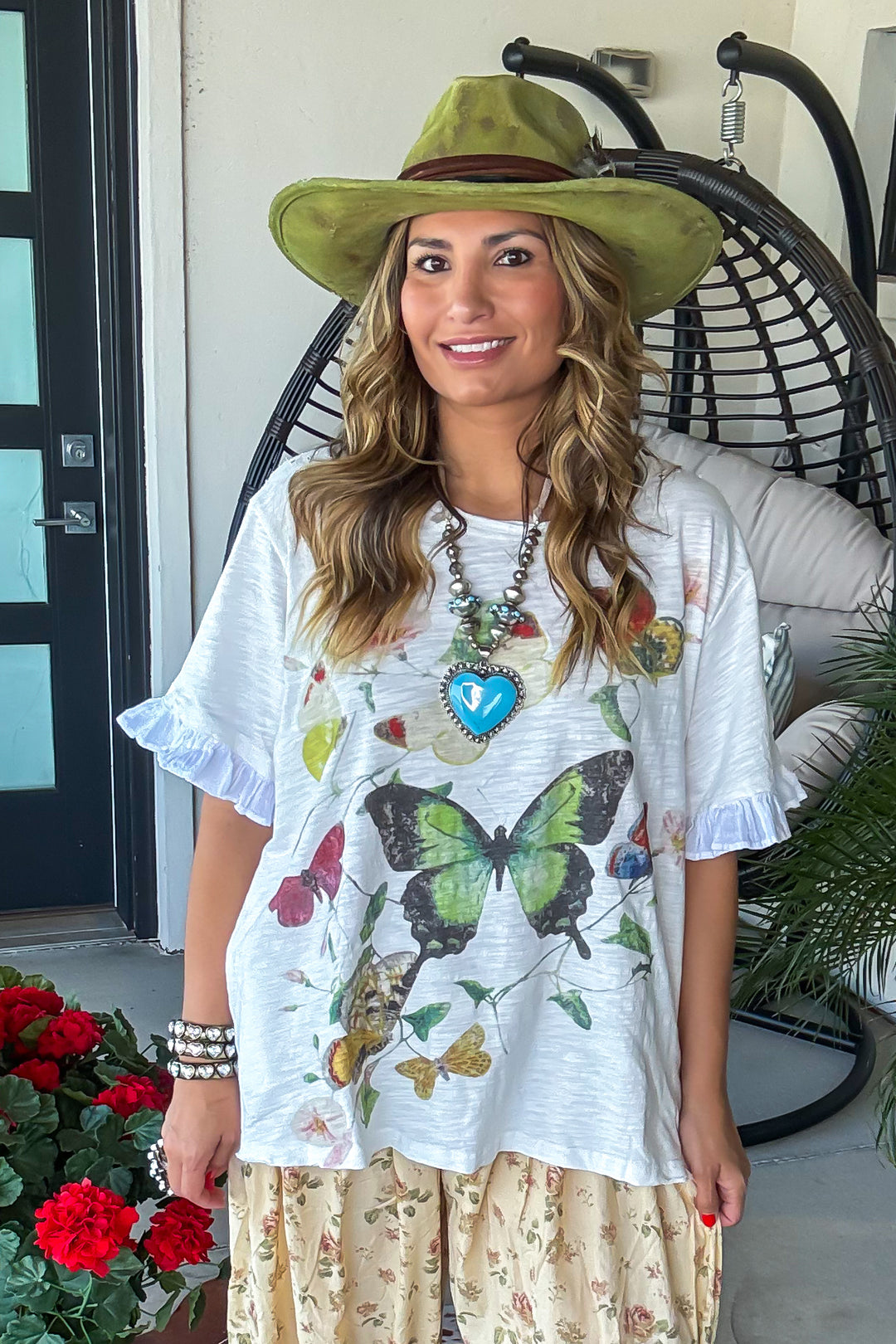 Wildflower Wings Oversized Top - 100% Cotton - White