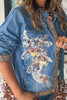 One of a Kind - Rhinestone Bloom Denim Jacket - Denim