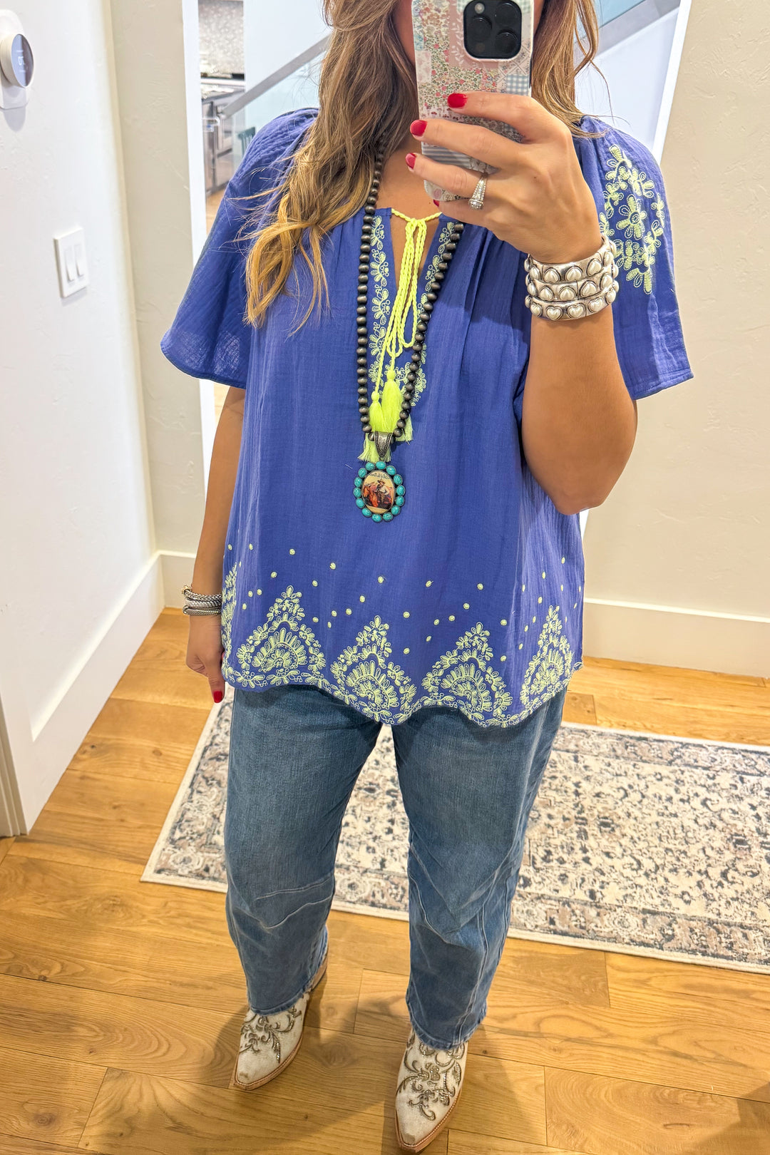 Morning Glow Top - 100% Cotton - Blue - SALE