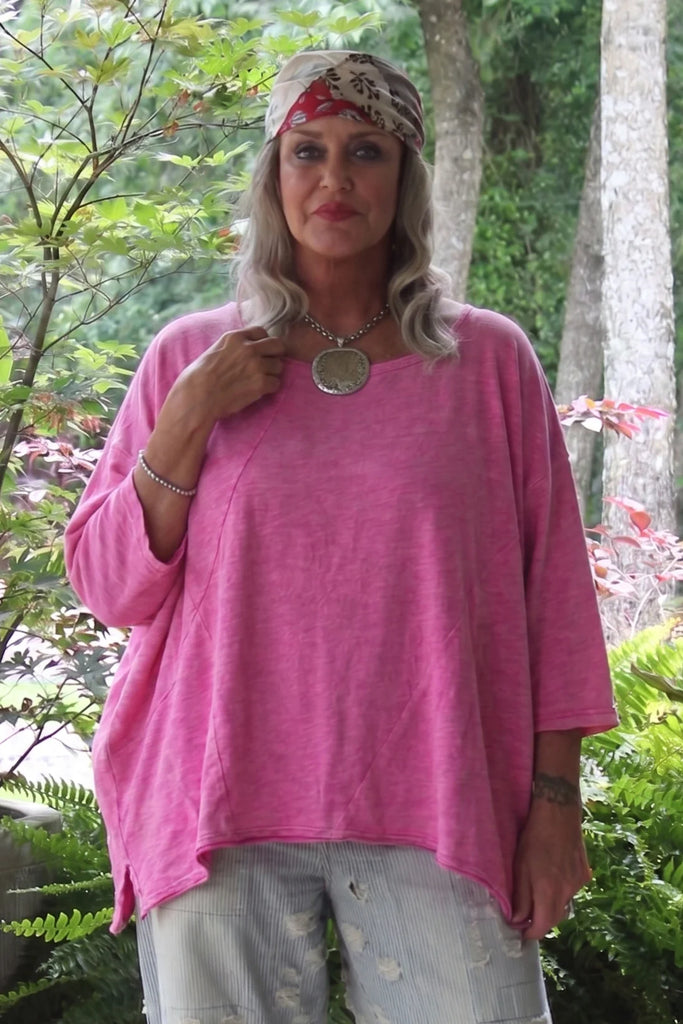 PRE ORDER: Beyond The Moon Oversized Top - Dragonfruit Berry