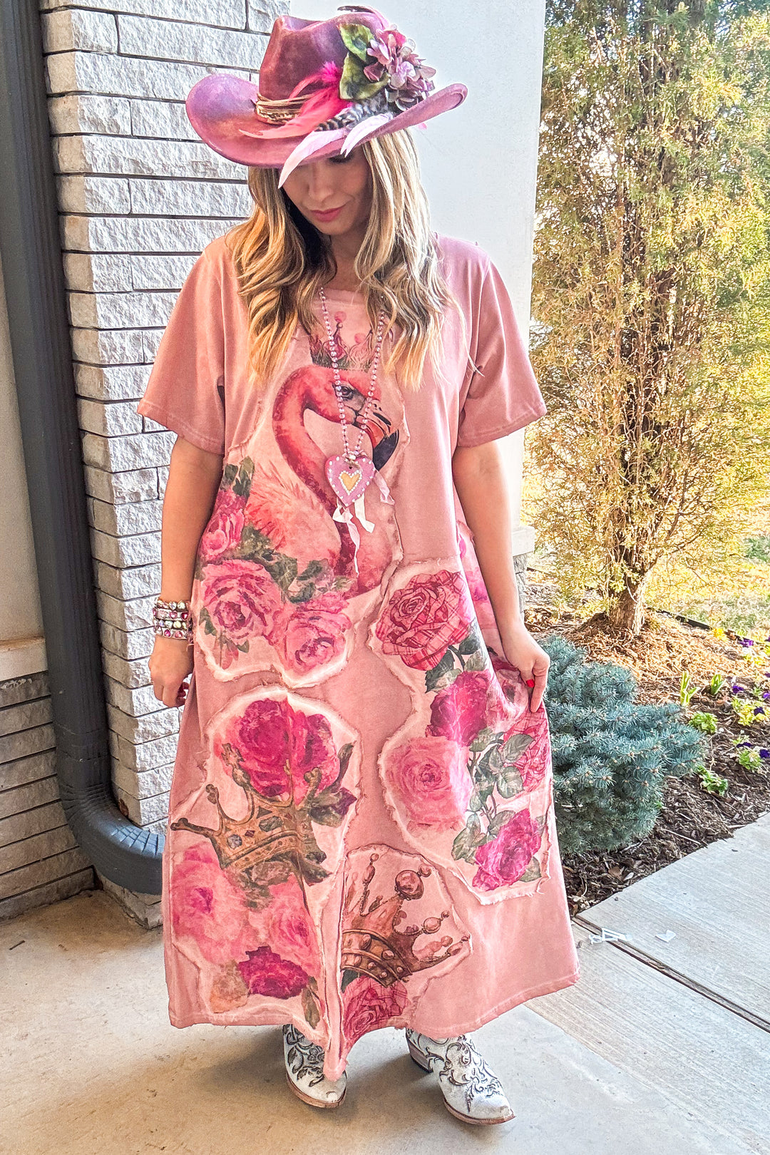 Flamingo Heirloom Pink Maxi Dress - 100% Cotton