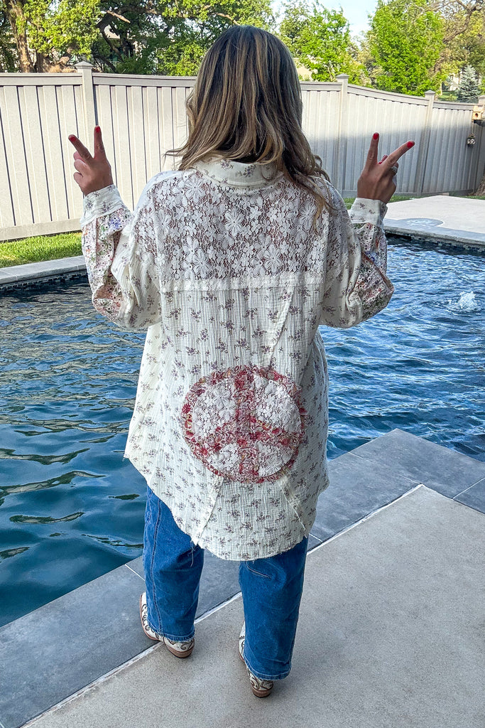 Confidence In Motion Tunic - 100% Cotton - Cream Floral