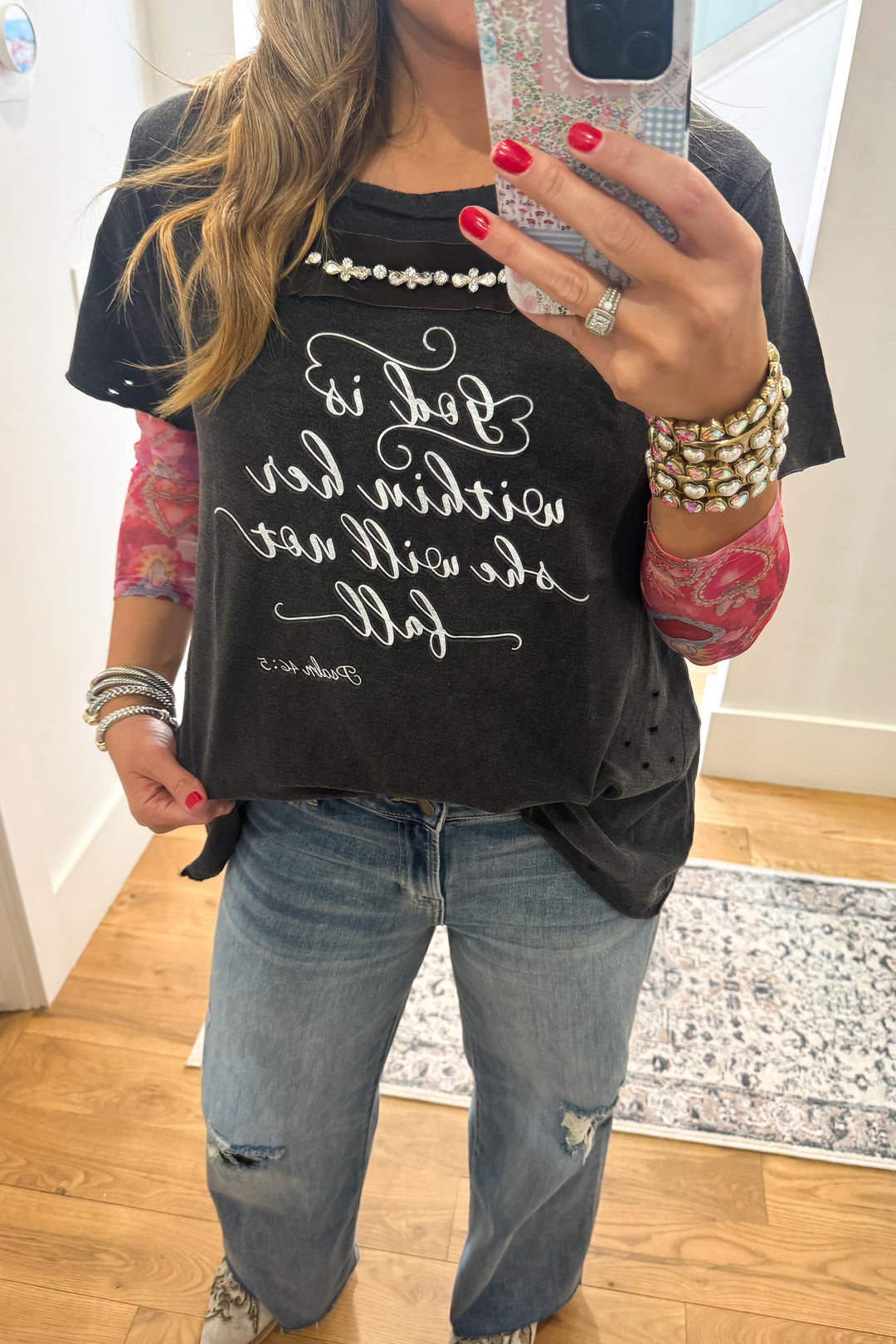 God is Within Her She Will Not Fall Psalm 46:5 - 100% Cotton - Made in USA