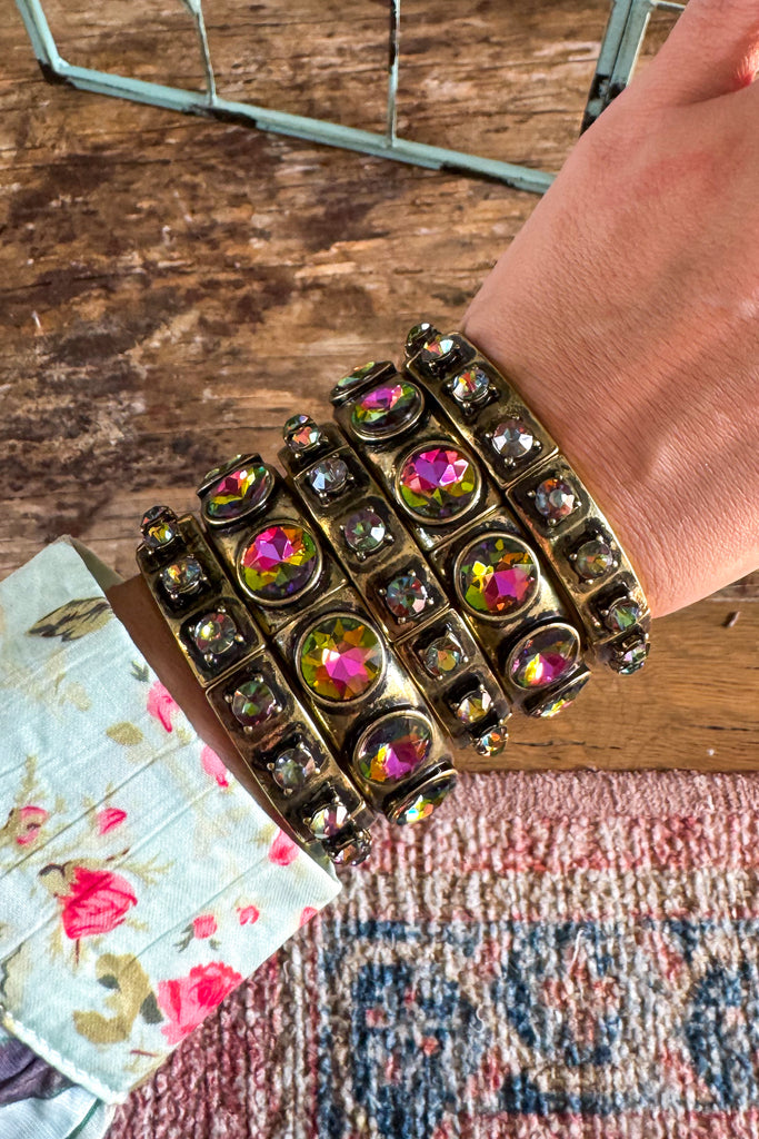 Midnight Ember Stretch Bracelet - Gold