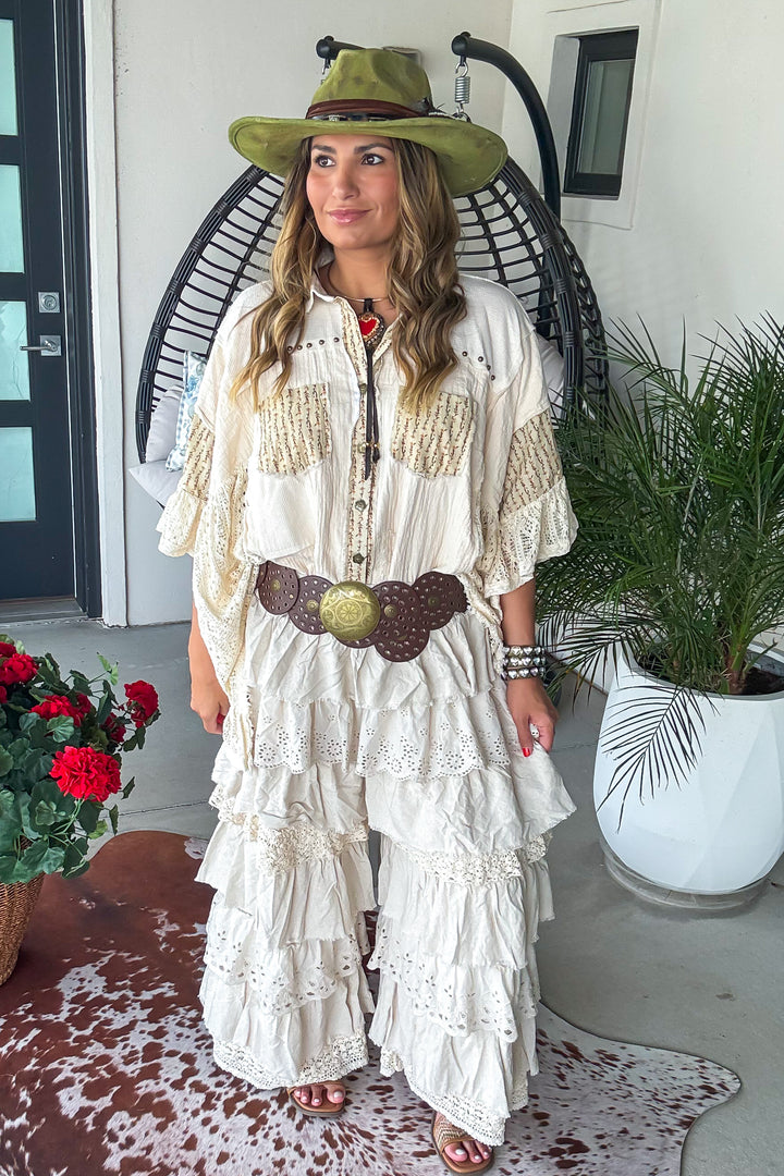 Ruffled Romance Pants - Taupe