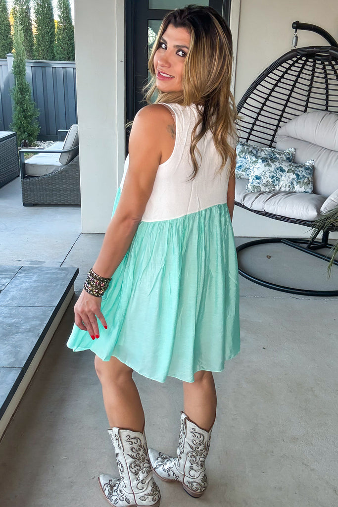 Raining Spring Dress - White Mint