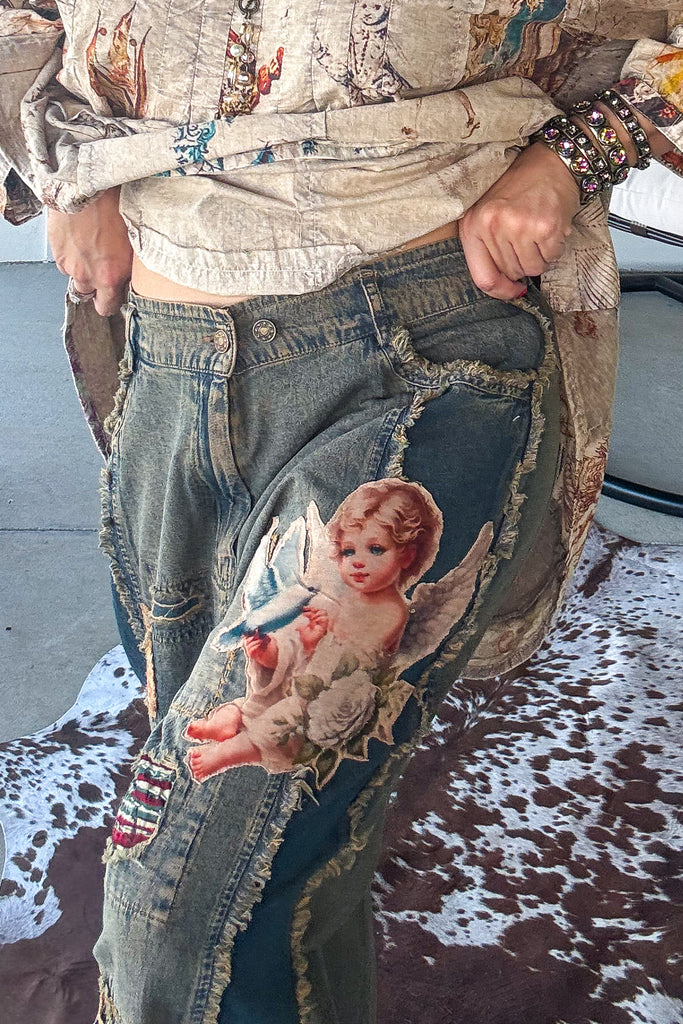 Angel Patchwork Jeans - 100% Cotton