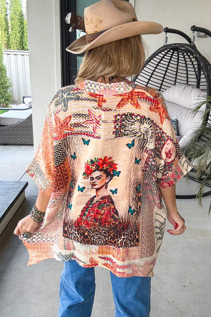 Seashells and Frida Back Oversized Top - 100% Cotton