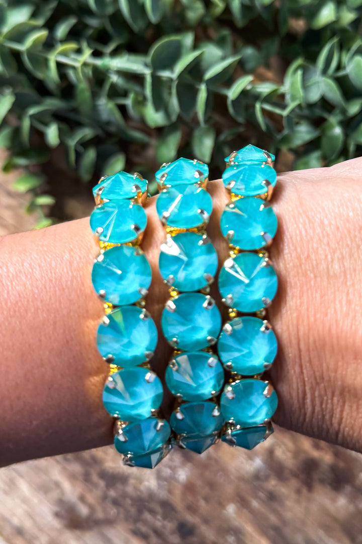 WAFA - Austrian Crystal Stretch Bracelet- Aqua (Each Sold Separately)