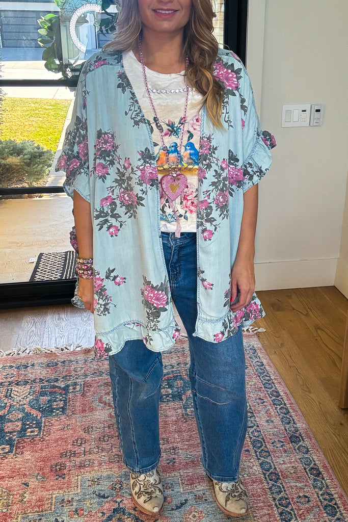 Bloom In Motion Cardigan - Lt. Denim