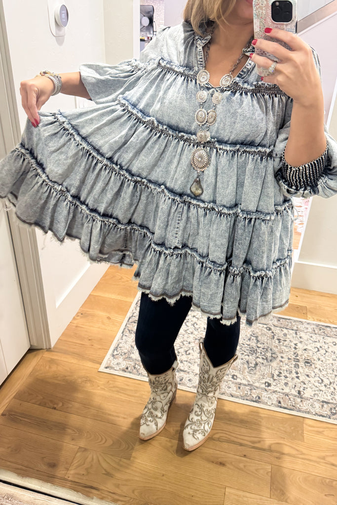 PRE ORDER: Stone Washed And Ready Tunic/Dress - Denim