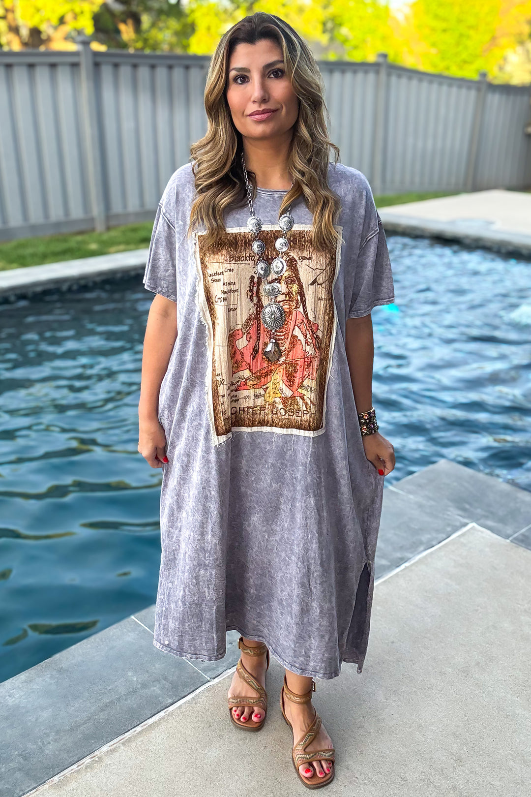 Chief Joseph Maxi Cotton Oversized Jersey Dress - 100% Cotton - Gray
