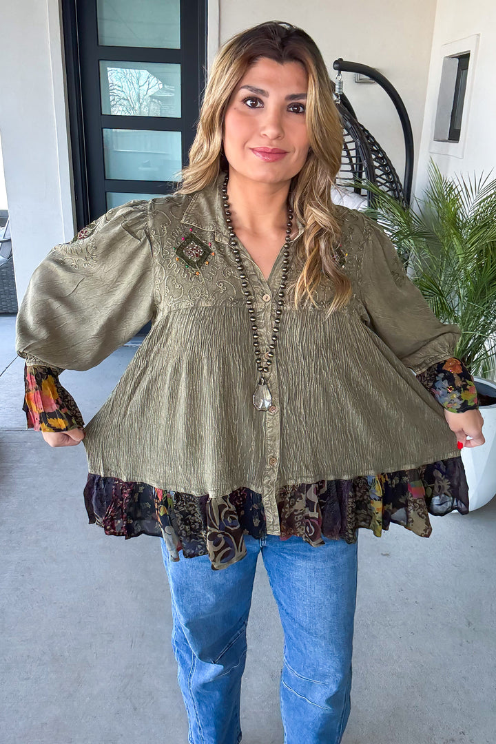 Dreams That Come True Oversize Top  - Gravel