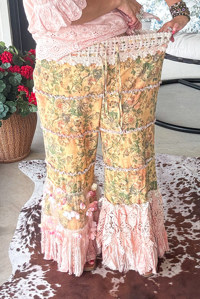 PRE ORDER: Boho Floral Lace Pants Elastic Waist - 100% Cotton - RESTOCK
