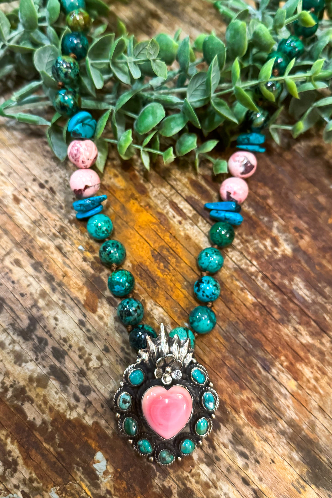 Handmade in Texas - Pink Conch Heart with Turquoise