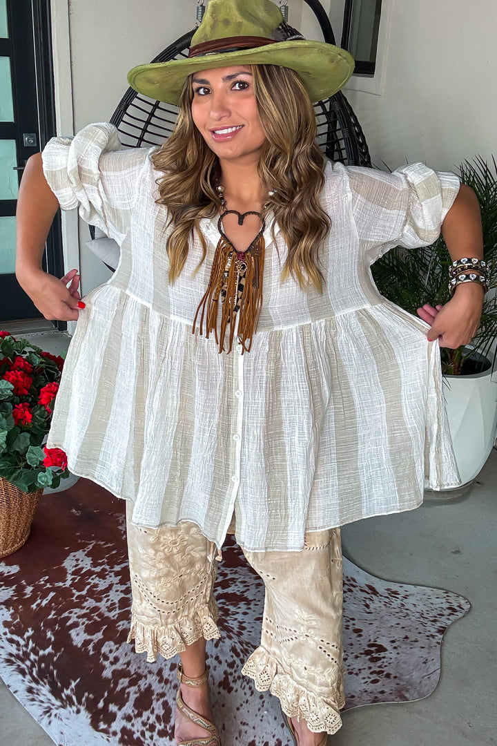 Sandstone Sweetheart Top - 100% Cotton - Natural