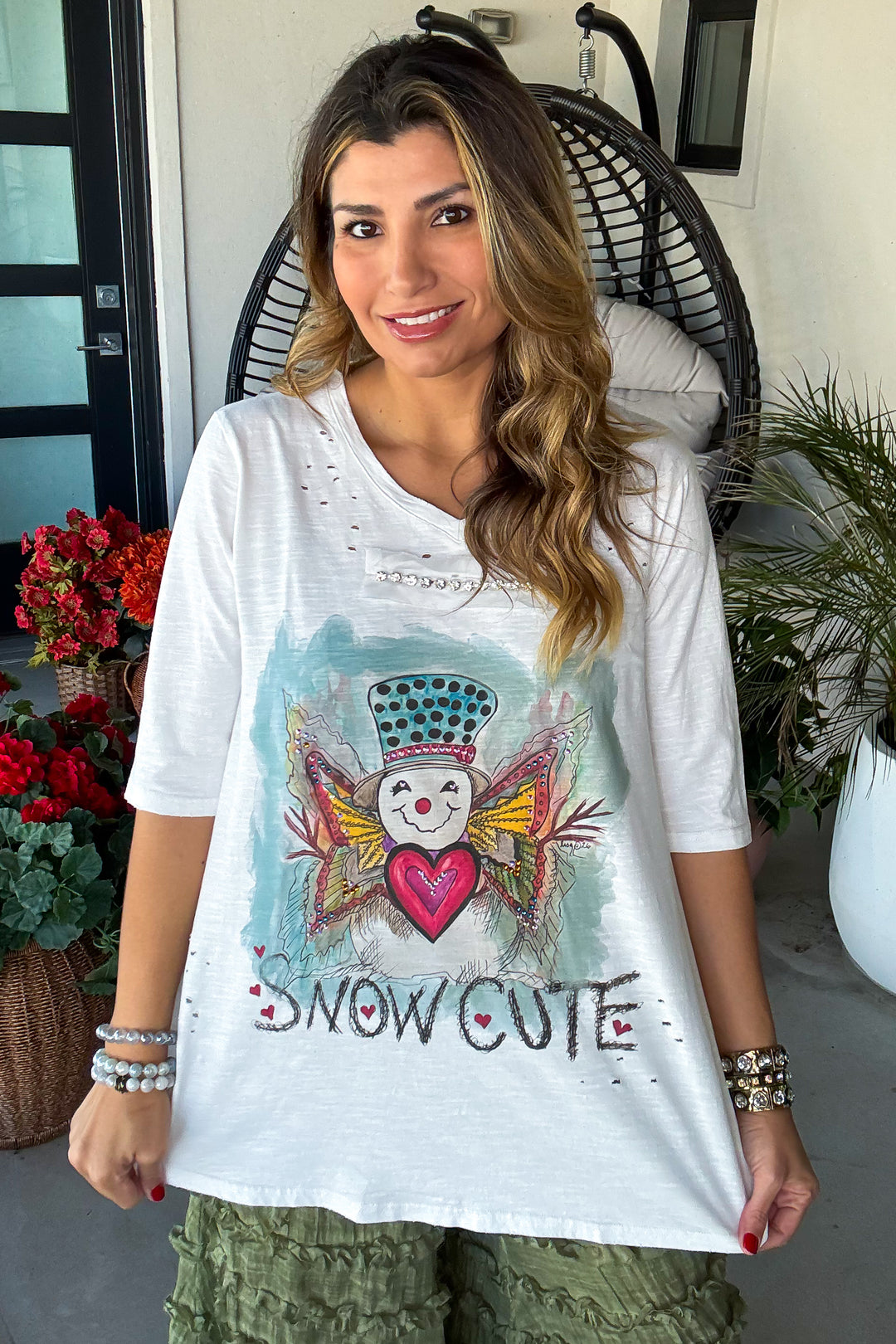 Snow Cute Tee - 100% Cotton -  White