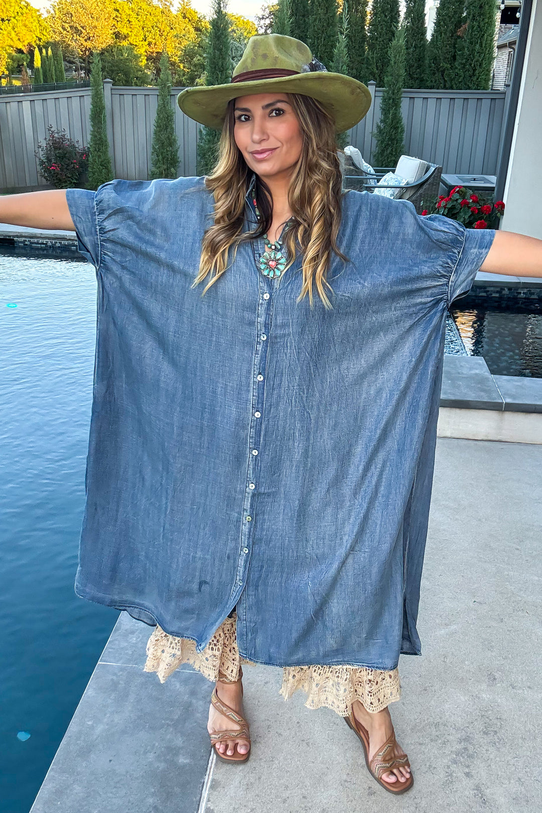 Morning Meadow Oversized Dress - Chambray