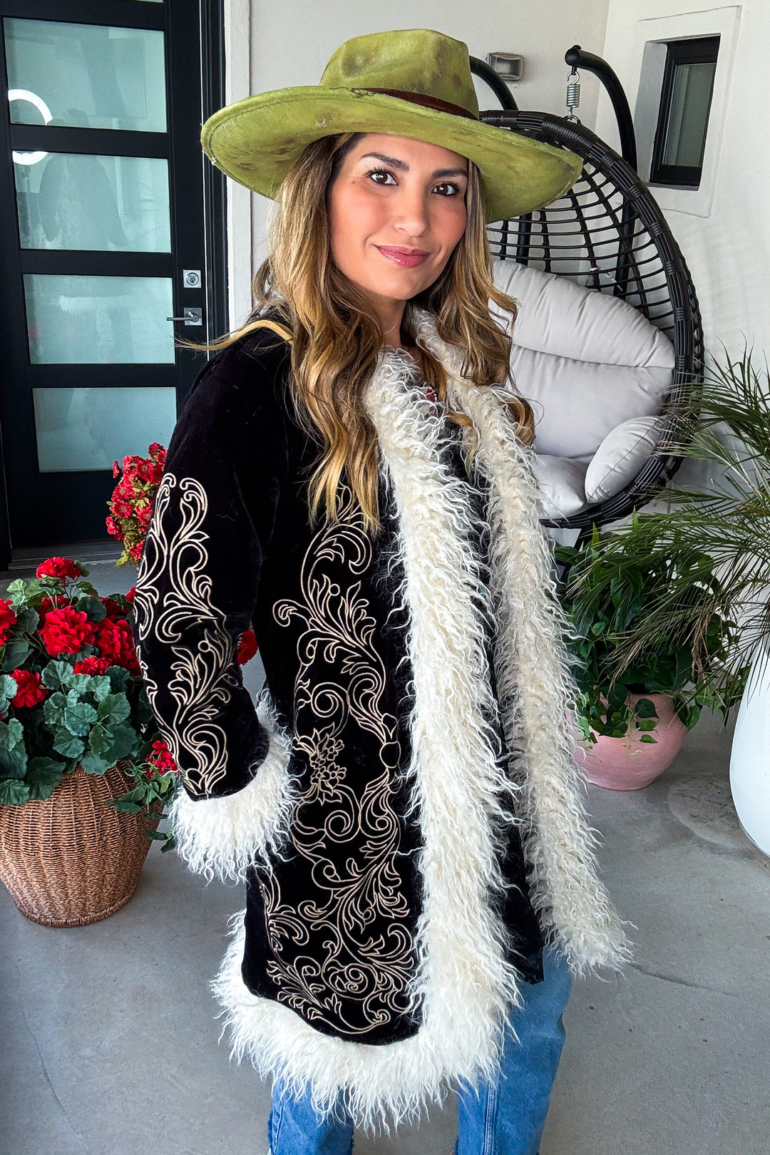 Marie Antoinette Faux Fur Embroidered Jacket