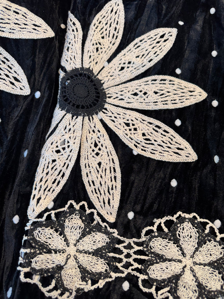 Crochet Flowers and Black Velvet Pantaloons