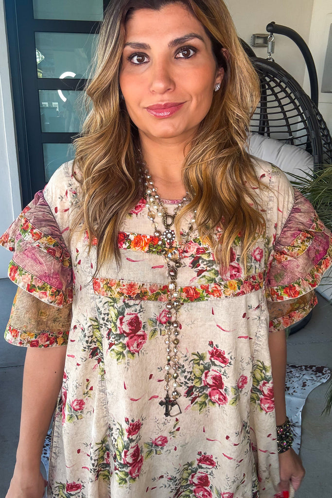 Blush Cottage Bloom Dress - 100% Cotton