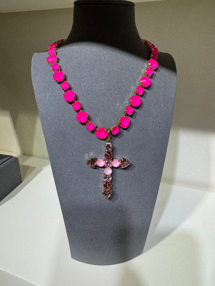 WAFA Cross Necklace - Pink
