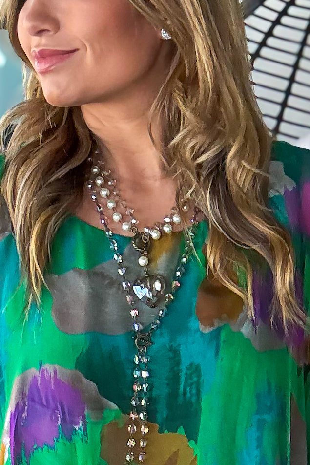 Handmade Starfall Beaded Necklace - Made in USA - Champagne Pearl