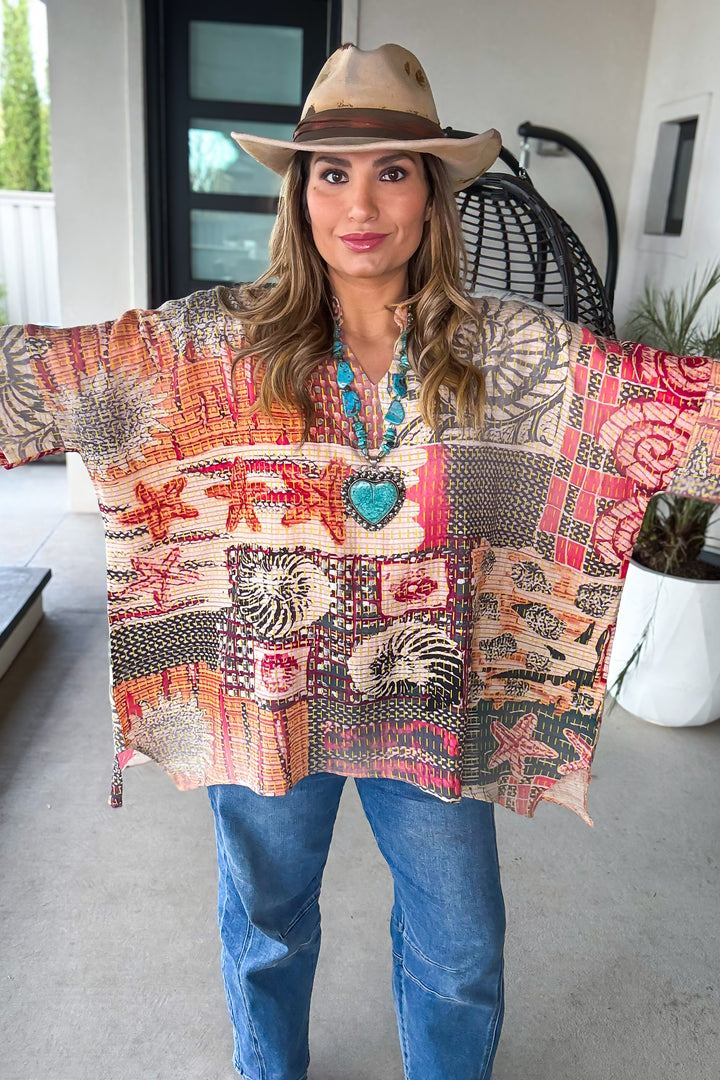 Seashells and Frida Back Oversized Top - 100% Cotton