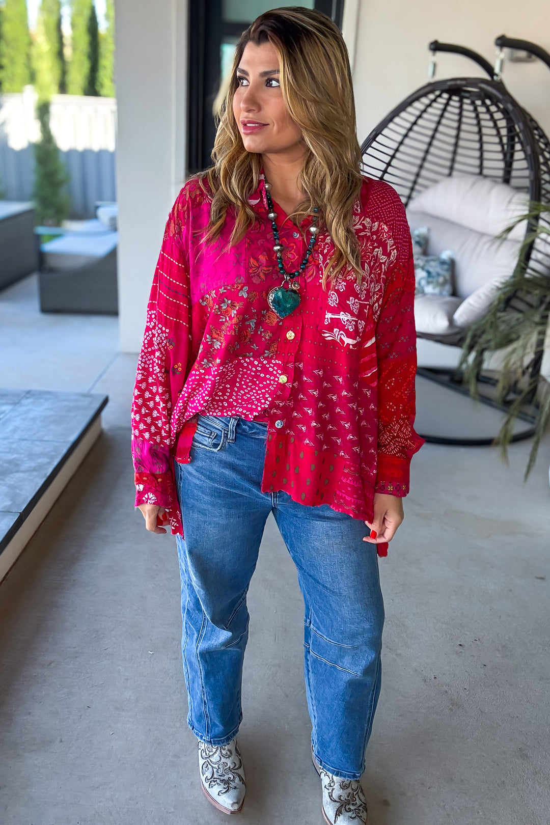 PRE ORDER: Painted Desert Patchwork Blouse - 100% Cotton