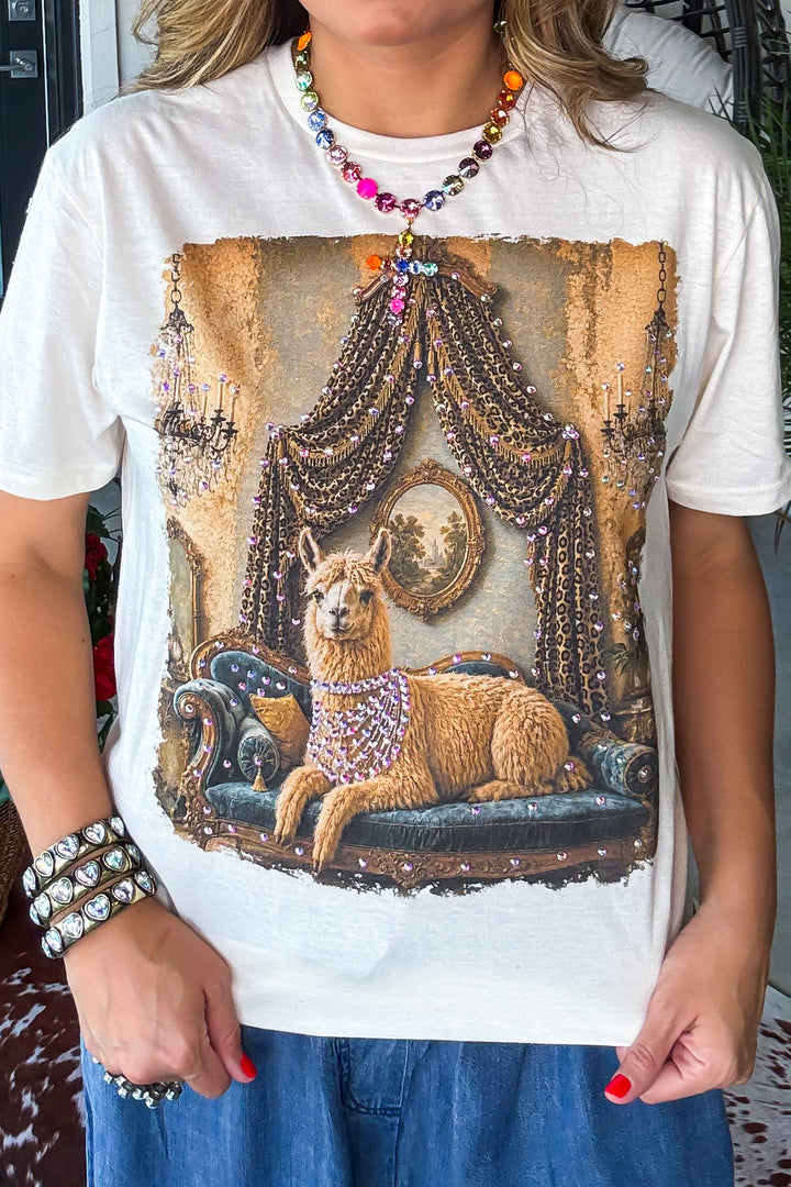 Sapphire Llama Lounge Tee - 100% Cotton
