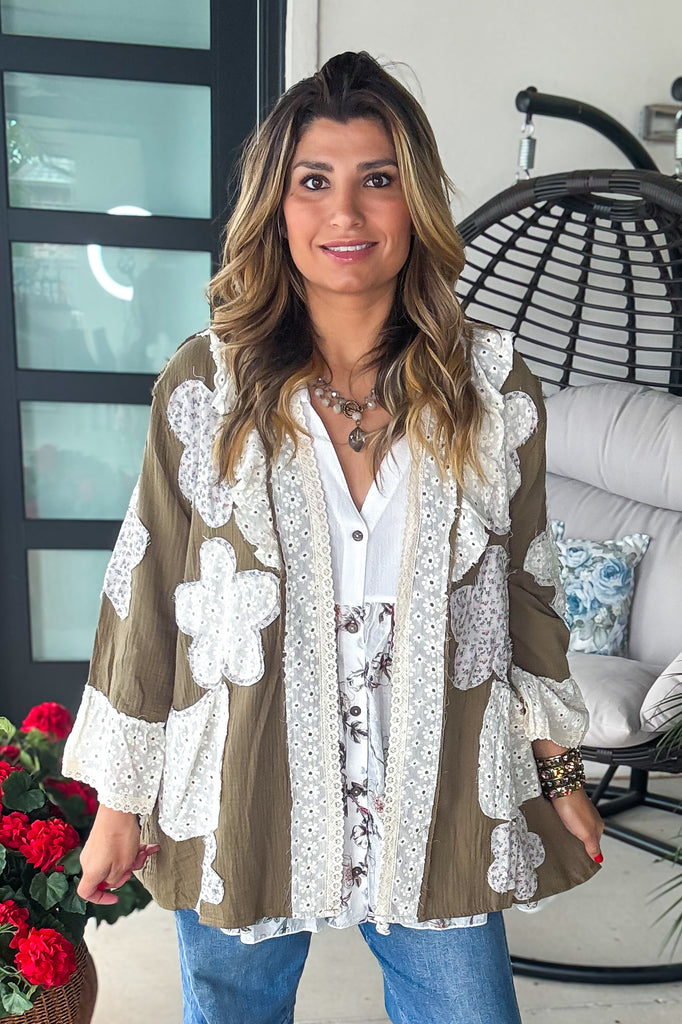 Olive Grove Cardigan - 100% Cotton - Olive
