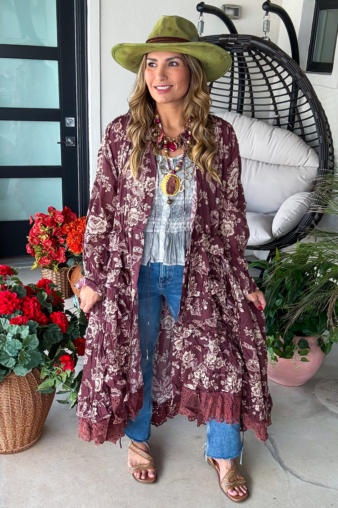 Whispering Blooms Duster - 100% Cotton