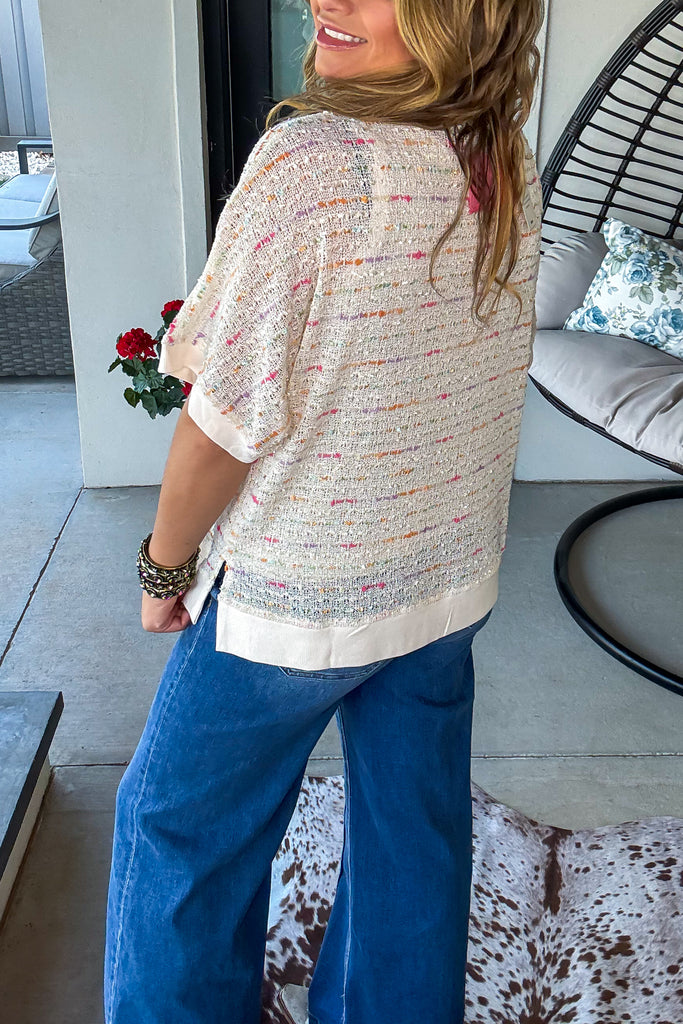 Groovy Days Peace Patch Top - 100% Cotton - Natural