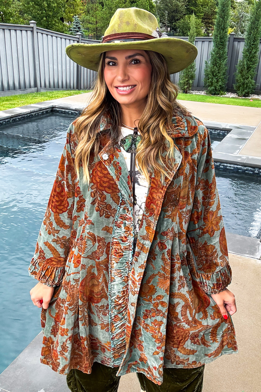 Velvet Dream Jacket - 100% Cotton - Brown/Teal