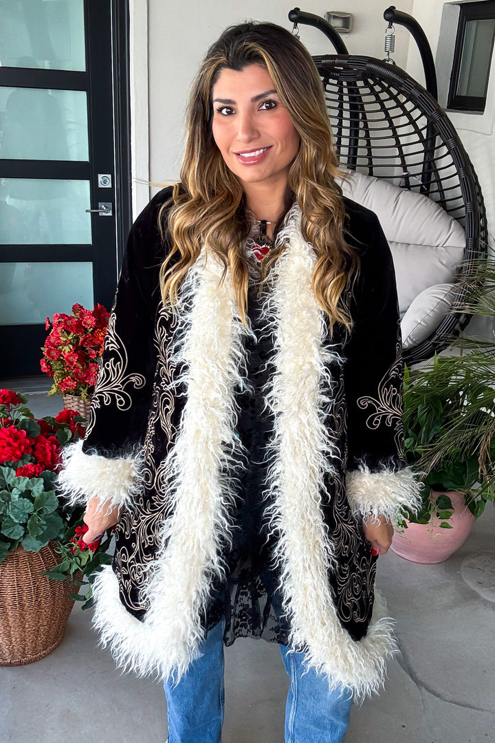 Marie Antoinette Faux Fur Embroidered Jacket