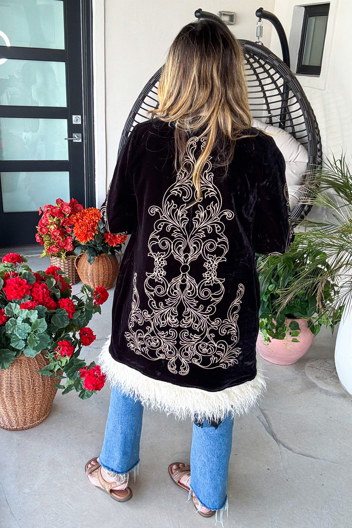Marie Antoinette Faux Fur Embroidered Jacket