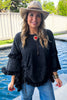 Midnight Ruffles Cinch Top - 100% Cotton  - Black