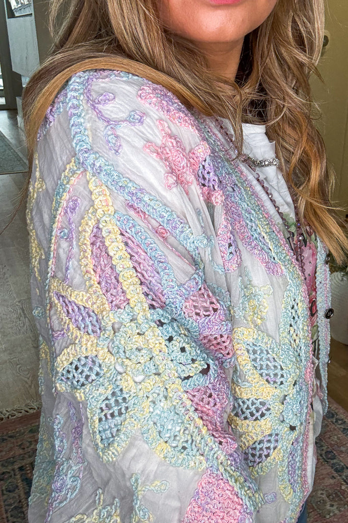 Gentle Confidence Crochet Cardigan - Rainbow