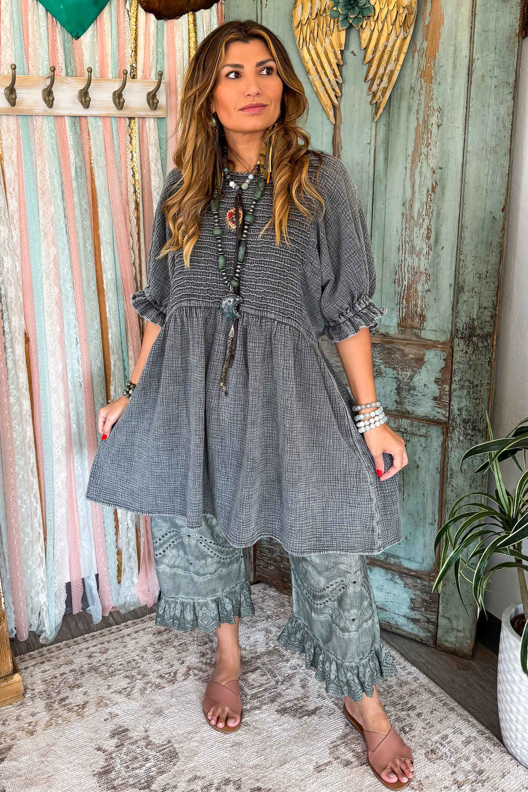 PRE ORDER: The Softest Dress Ever - 100%% Cotton - Black/Charcoal