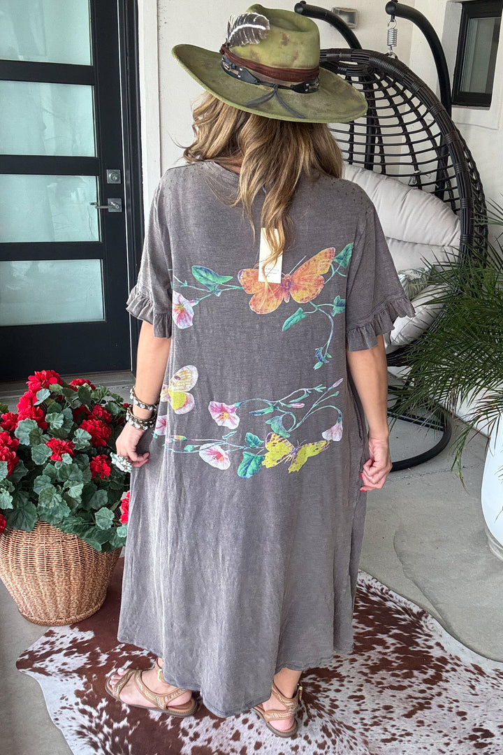 Attracting Nature Maxi Dress - 100% Cotton - Faded Navy