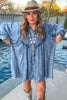 Country Charm Pintuck Oversized Denim Dress  - Denim