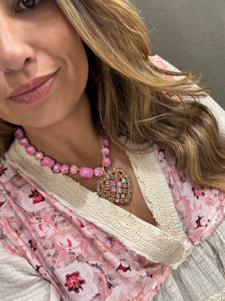 WAFA Heart Necklace - Solid Pink Heart