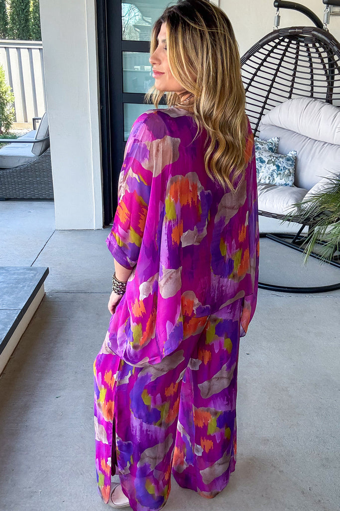 Rush Of Radiance Silk Stretch Palazzo Pants - Made in Italy