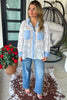 Diamond Dust Rhinestone Button Up Top - White - Made in Italy