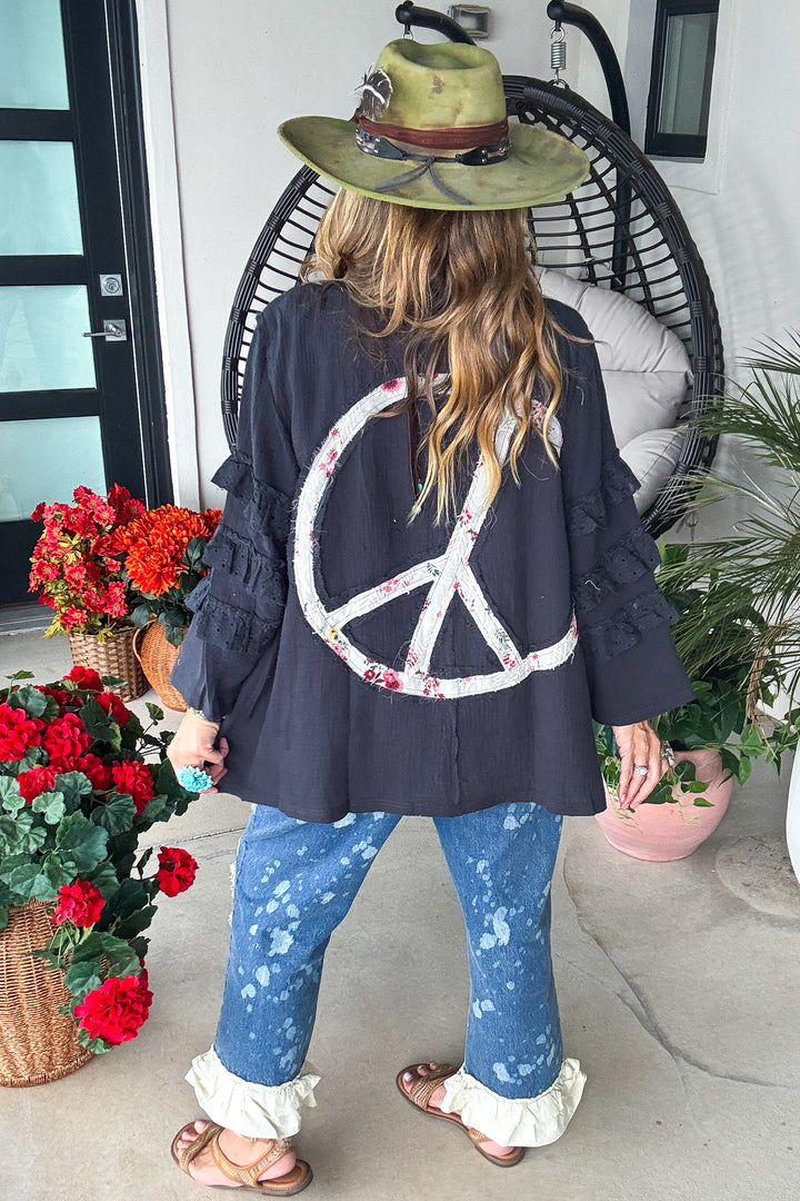 Peaceful Days Cardigan - 100% Cotton - Navy