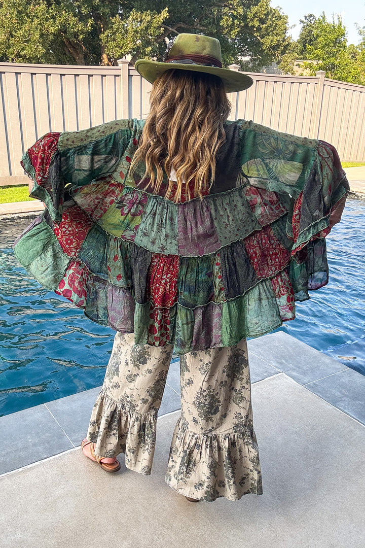 Autumn Bliss Sheer Blouse - Basil