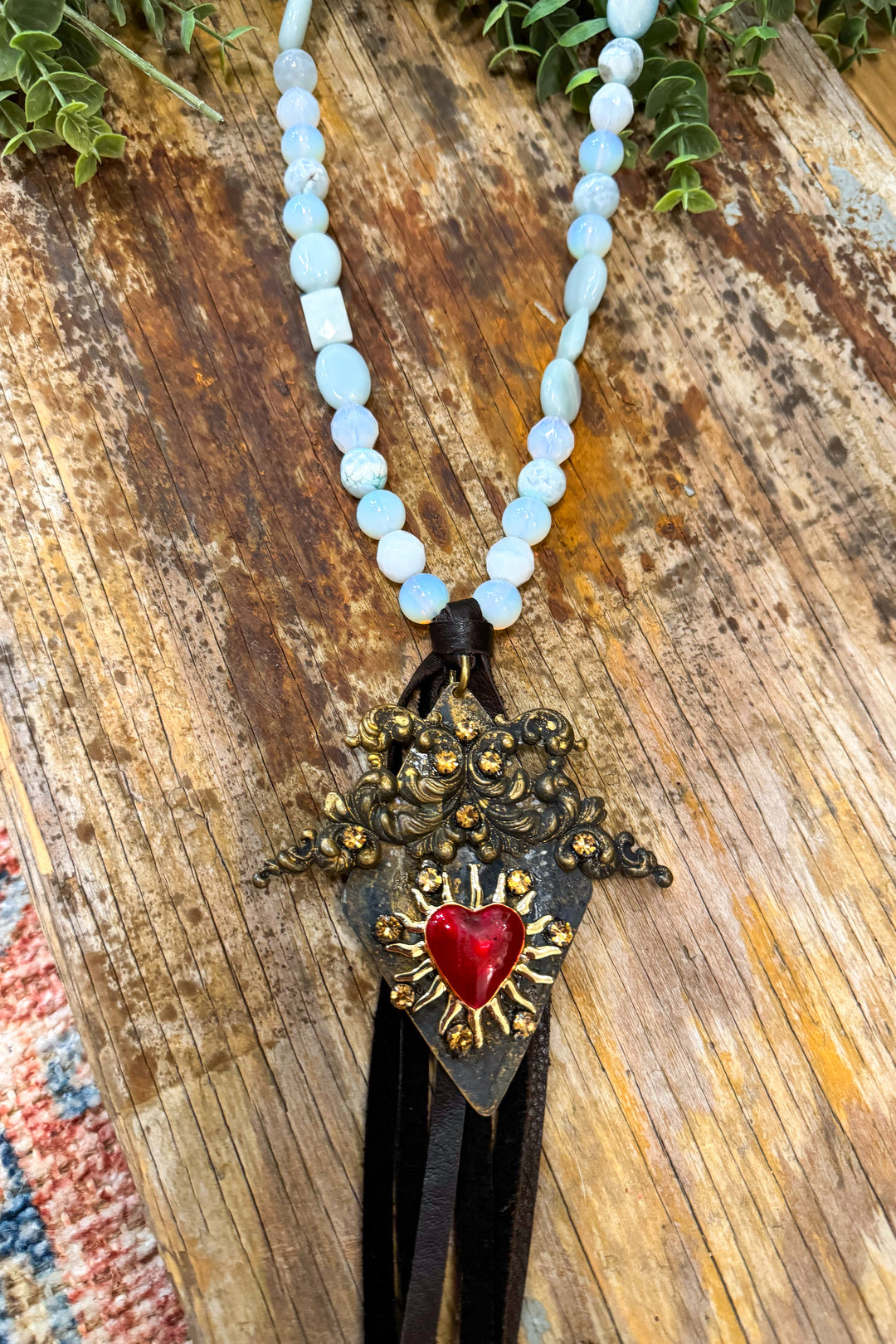Long Beaded Jaded Gypsy Necklace - Handmade