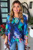 Confetti Glow Silk Top - Blue - Made in Italy