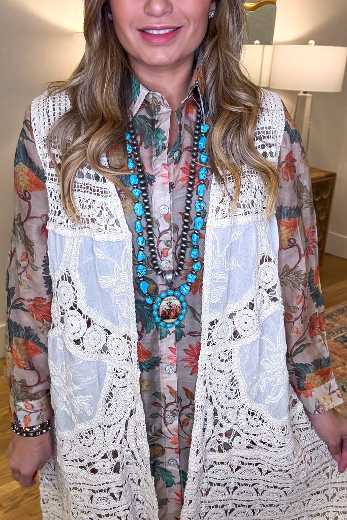 Well Polished Crochet Vest  - Natural